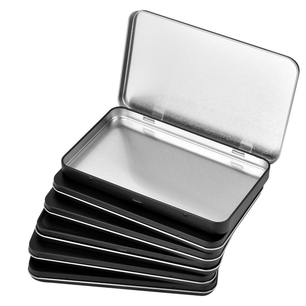 Elesunory 6Pcs Metal Rectangular Hinged Tin Boxes with Lid, Mini