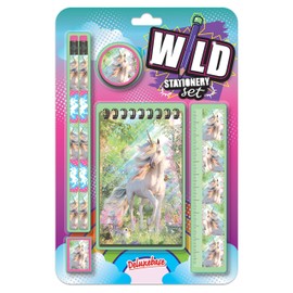 Wild Stationery Set - Unicorn from Deluxebase. These Cute School Stationary Sets for Girls Include 2 Pencils, Eraser, Sharpener, Ruler and Notebook