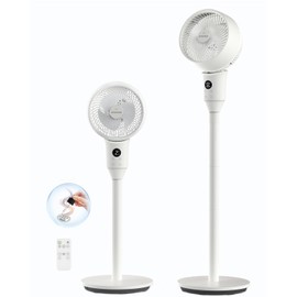 WOWDSGN 22dB Quiet Floor Fan, 3D Air Circulator Oscillation Fans, Timer, Aroma Function, 48.3-113cm Height Adjustable, 8 Levels, with Remote Control, Ideal for Bedrooms, Offices