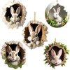Bunny Easter Decorations, 5pcs 2D Acrylic Rabbit Climbing Tree Hole