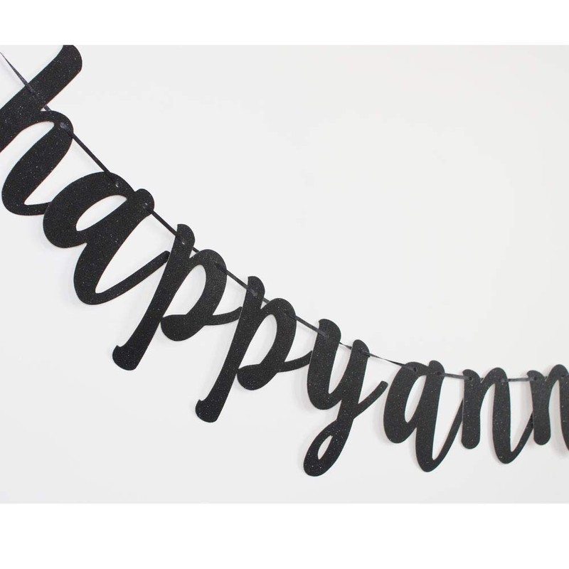 Happy Anniversary Banner, Funny Black Paper Sign Decors for Wedding