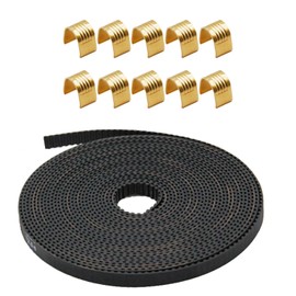 3D Printer 5 Meters GT2 Timing Belt and 10pcs Copper Buckles for Neptune 4 Plus/ 4 Max/Ender 3/Ender 5/CR-10/10S/Anycubic Kobra Max/Anet A8, 3D Printer Accessories Parts with 2mm Pitch and 6mm Wide