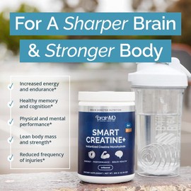 BrainMD - Smart Creatine+ | Instantized Creatine Monohydrate | Energy, Performance, and Brain Health - Net Wt. 350g Healthcare Fitness