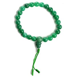 BUDDHAFIGUREN Jade Hand-Mala Buddhist Prayer Chain Bracelets 9 mm With Dorje and Bag