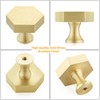 QogriSun 10-Pack Solid Brass Hexagon Cabinet Knobs, 1-1/10-Inch Diameter, Gold