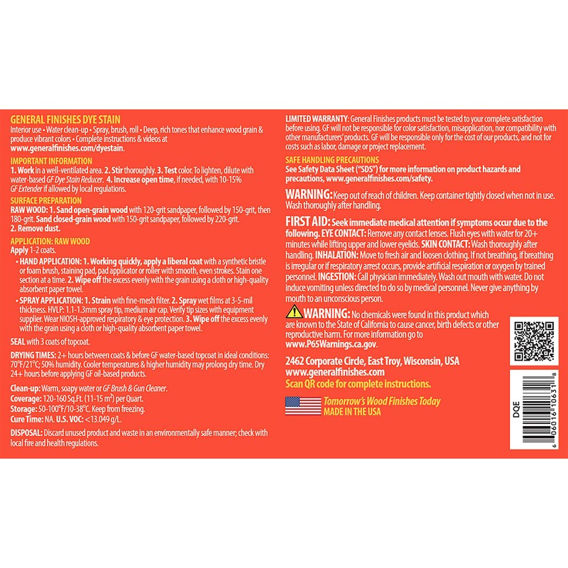 General Finishes Water Based Dye, 1 Pint, Ebony