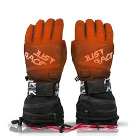 JRZHX Heated Gloves for Men - 7.4V Rechargeable Hand Warmer, Waterproof Zipper Pockets for Batteries - Anti-Lost Rope & Snow Stopper (Black, Small)