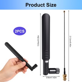 8dBi 2.4GHz 5GHz 5.8GHz Dual Band WiFi RP-SMA Antenna + 2 x U.FL/IPEX to RP SMA Female Pigtail Cable for Mini PCIe Card Wireless Router PC Repeater Desktop FPV UAV Drone, Pack of 2