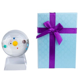 3D Solar System Crystal Ball, Feng Shui Decorative Ball for Home Office Décor, Astronomy Gifts, Birthday Gifts for Her/Girlfriend/Classmate, Diameter 3.15 Inches (Transparent crystal base)