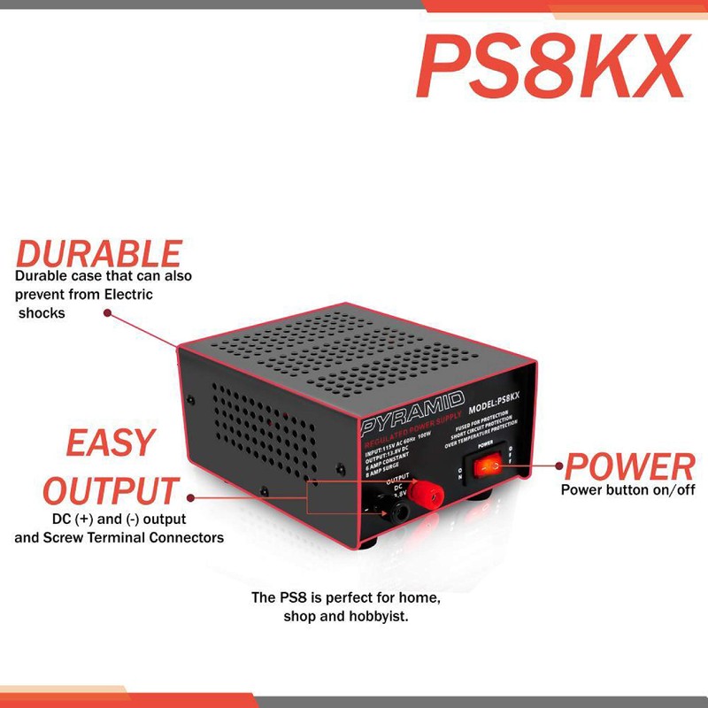Pyramid Universal Compact Bench Power Supply - 6 Amp Linear