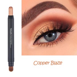 Copper Blaze Long-Lasting Eyeshadow Stick with Brush – Metallic Shimmer, Waterproof, Dual-Ended Eye Crayon for Quick Eye Looks