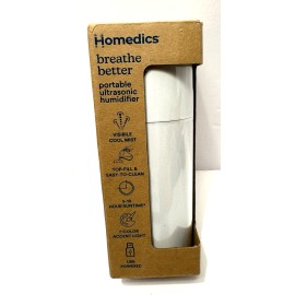 HoMedics New HOMEDICS Portable Ultrasonic Humidifier Breathe Better White
