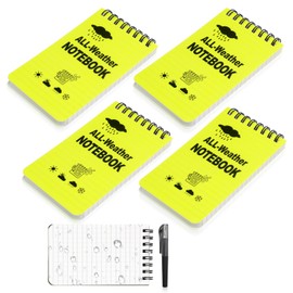 ZOCONE 4 Pack Waterproof Notebook 3x5'' Spiral Notebook Pocket with Pen, 50 Sheets per Pocket Notepad Waterproof Small Notepad | Mini Spiral Notepads Pocket Size for Reporters Office School (B)