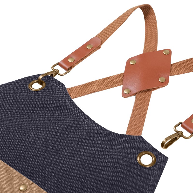 Two-tone work apron - heavyweight cotton canvas with multiple pockets