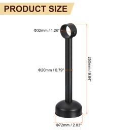 sourcing map 2 Set Ceiling Mount Curtain Rod Bracket, Fit 32mm/1.26" Pipe Length 250mm/9.84" Stainless Steel Curtain Rod Hooks Hangers for Walls Wardrobe Pipe Curtain Pipe, Black