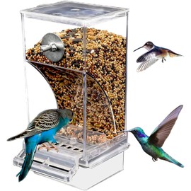 Automatic Bird Feeder,No Mess Bird Feeder,Premium Clear Plastic Bird Feeder for Outside,Bird Feeder Squirrel Proof for Cage, Cockatiel Squirrel Finch Lovebirds Budgies Canary
