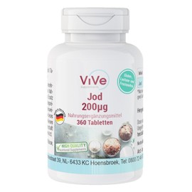 Iodine 200 μg - 360 tablets - swallow-friendly - 200 μg iodine per tablet - high dose - organic available - quality from Germany ViVe Supplements