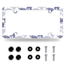 Elephant License Plate Frame Animal License Plate Stainless Steel Auto Parts Funny License Plate Decorative with Screws Size 12.3" x 6.3" Men Women
