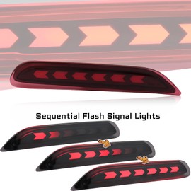GEEGEETOP Red Lens LED Rear Reflector Bumper Fog Light Assembly Compatible With Nissan Altima Rogue Pathfinder Leaf Infiniti Q50 QX60 QX80 QX30 Functions 3-In-1 (Red Style)
