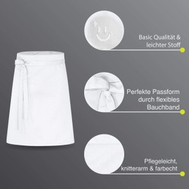 DESERMO Lightweight apron 60 x 80 cm (L x W) protects from hips to knee, very easy-care apron for men and women, cooking apron made of high-quality cotton blend, 190 g/m² (white), White