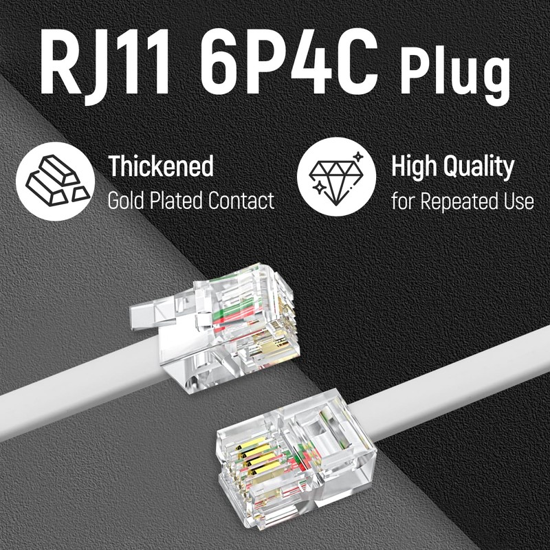 Uvital Phone Extension Cord 33Ft(10m), Telephone Cable with Standard RJ11