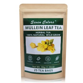 Mullein Leaf Tea Bag Dried Mullein Leaf 25 Tea Bags,100% Pure Mullein Leaf Natural Herbal Tea,No Flavoring & No Additives & Caffeine Free