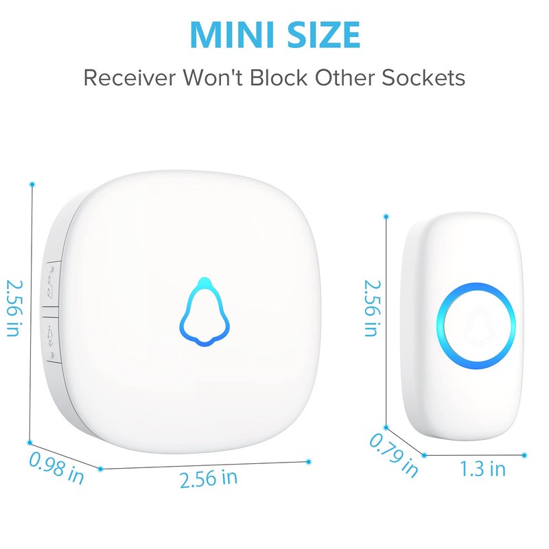 SECRUI Wireless Doorbell, Mini Door Bell with 58 Chimes 5