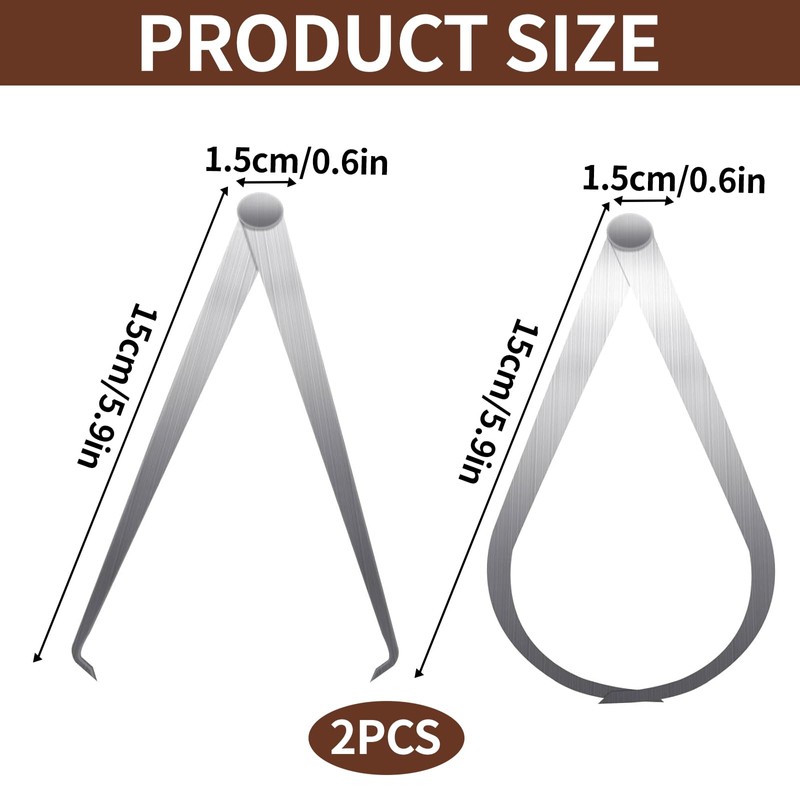 Wjelet 2 Pcs Calipers Measuring Tool, 150mm/6" Stainless Steel Inside