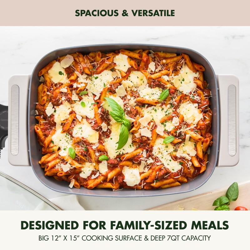 GreenPan Advanced 12” X 15” Electric Skillet with Lid, 7QT