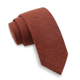 GHTIYLP Ties for Men 2.36" Mens Skinny Ties Cotton Linen Neck Tie Solid Color/Plaid Striped Men's Neckties for Wedding (Terracotta)