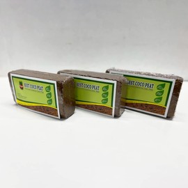 Best Coco Peat - Premium Coconut Coir Pith 3 Bricks Pack 650gm/1.4 Lbs | 100% Organic | Expand Approx 2.3 Gallon | Lowest EC and Ph Balance