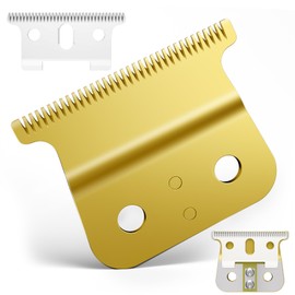 Professional Barber-Grade T-Blade Replacement Compatible with Andis T-Outliner，Barber-Approved T Clipper & Trimmer Blades#04710/04521，Precision Sharp，Zero-Gap Fit (Ceramic T/Gold Blade)