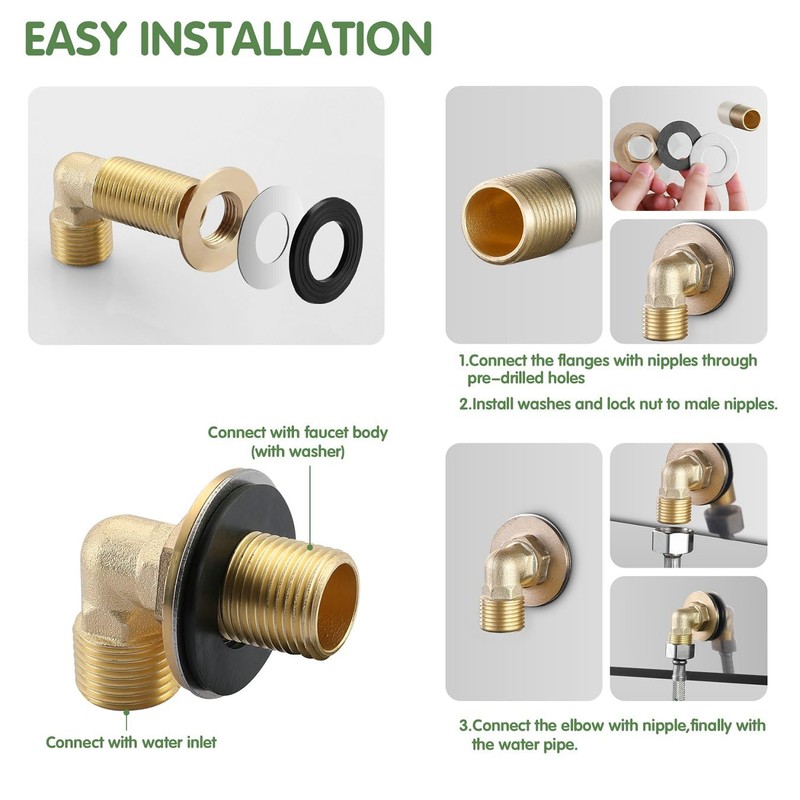 Installation Kit for Wall Mount Commercial Faucet, TOLSUNY Backsplash Mount