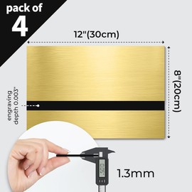 Uadme Plastic Plate Engraving, 30 x 20 cm ABS Laser Engraving Plate, Pack of 4 Individual Signs A4, for Engraving Interesting Paintings, Door Signs and Safety Signs, Black on Brushed Gold