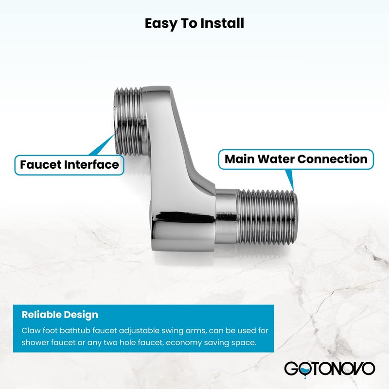 gotonovo Clawfoot Tub Adapter 3-3/8 Inch Adjustable Swing Arms for
