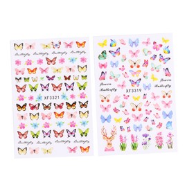 DECHOUS 8 Sheets Butterfly Nail Art Stickers Delicate DIY Decals for Women Easy to Apply Nail Design Variety of Patterns for Unique Manicure
