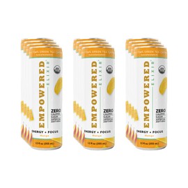 Organic Mango Energy & Focus Drink | Green Tea Extract (Natural Caffeine), L-Theanine, Ashwagandha, Electrolytes |12oz. Cans (Pack of 12)