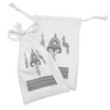 Ambesonne Folk Fabric Pouch Set of 2, Black and White