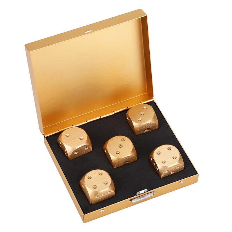 Pack of 5 16 mm Portable Metal Dice with Case,