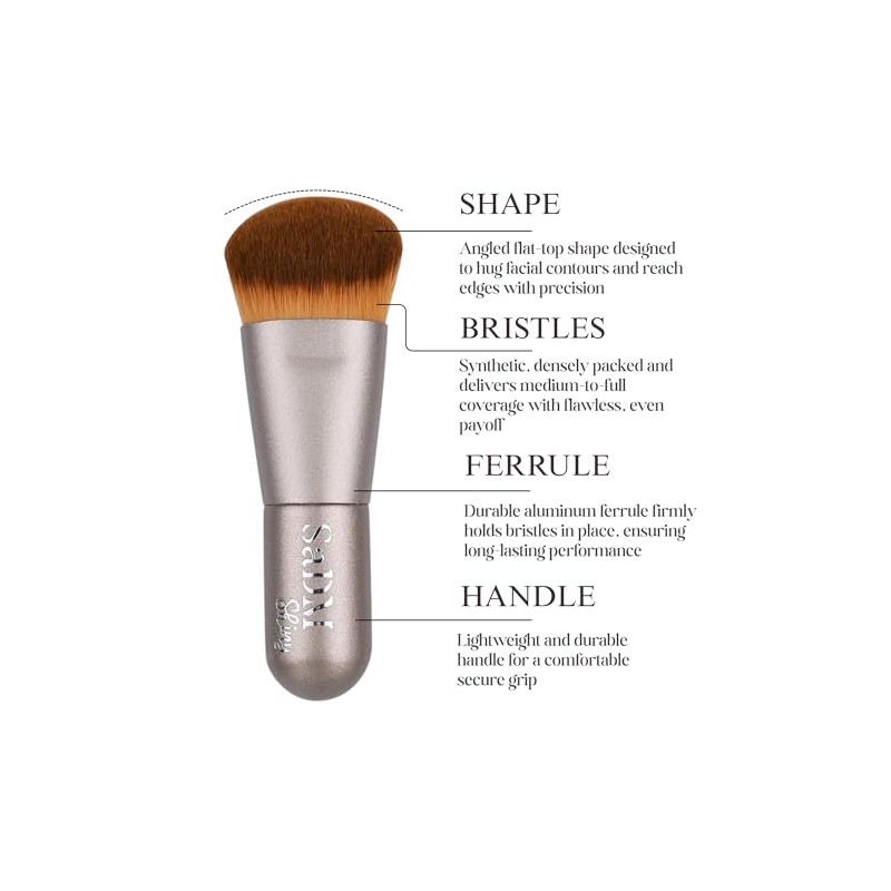 Kabuki Angled Makeup Brush for Powder, Cream, Liquid Foundation, Sunscreen,