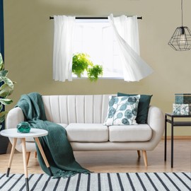 meioro 36 Inch Length Tier Curtains, 2 Panels Short Kitchen Curtains Rod Pocket Blackout Small Cafe Curtains, Half Window Curtains Decor for Bathroom Basement RV Camper Drapes(White)