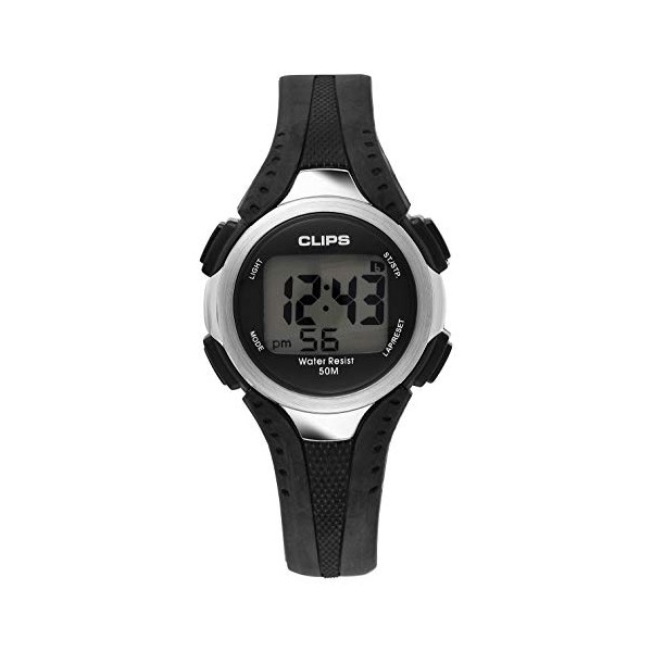 Clips Men's Quartz Watch with Grey Dial Digital Display and Rubber Strap 539-6000-44