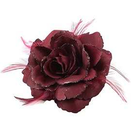 Burgundy Rose Hair Clip Large Rose Fascinator Flower Hair Clip Red Hair Accessories Clips Elastic Wedding Hair Flower, 1pc