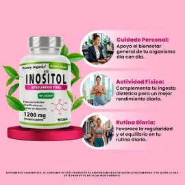 Myo Inositol Puro 1200 mg Mejorado con Piperina mejor Absorción  Suplemento Femenino  Fórmula Limpia Vegana Sin Estimulantes  90 Cápsulas  Purely...  