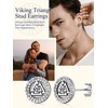 Suplight 925 Sterling Silver Valknut Viking Rune Stud Earrings Flat