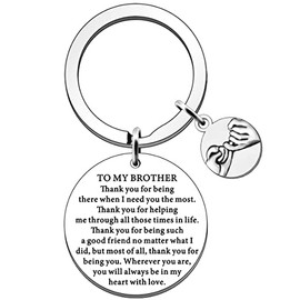 SDOFY Brother Gifts Brother Birthday Gifts Thank You Gift for Brother Best Friends Men from Sister Brother Keyring Christmas Gifts