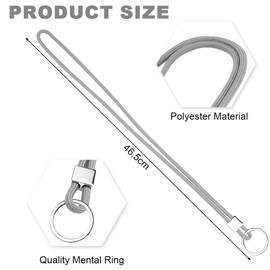 Vicloon Lanyard, nylon lanyards with carabiner, lanyards with rotating metal clip, removable neck lanyard, long wrist paracord key ring, gray