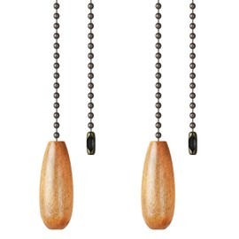 SHIFANQI Ceiling Fan Pull Chain, 2 Pack Wooden Pendant Pull Chain Extension, 12 Inches Decorative Chain Pulls for Ceiling Light Fan Lamp, Beads Ball Pull Chain Extenders with Connector, Yellow