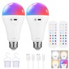 2 Pack 5200mAh Rechargeable Light Bulbs with Remote E26 Battery