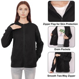 CEBIL Mastectomy Shirts with Drain Pockets & Dialysis Sweatshirts with Arm Zipper for Women, Clothing for Easy Port Access (US, Alpha, XXLarge, Regular, Regular, Black)
